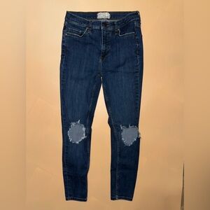 Free People Distressed Skinny Jeans Size 27 Medium Wash Stretch Denim